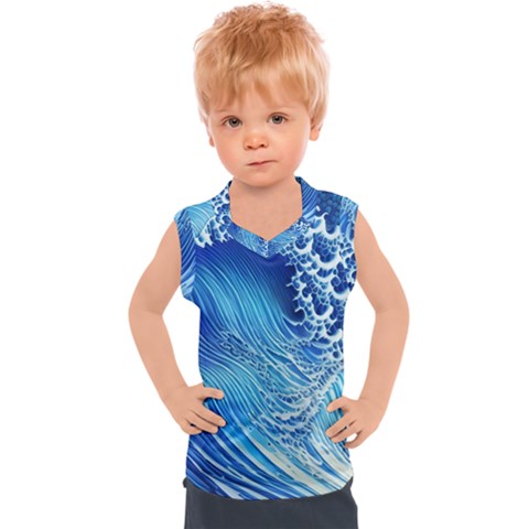 Wave Beach Iii Kids  Sport Tank Top by GardenOfOphir