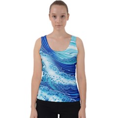 Water Waves Velvet Tank Top by GardenOfOphir