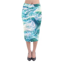 The Endless Sea Velvet Midi Pencil Skirt by GardenOfOphir