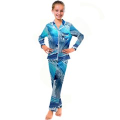 The Power Of The Ocean Kid s Satin Long Sleeve Pajamas Set by GardenOfOphir