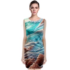 Waves Of The Ocean Classic Sleeveless Midi Dress by GardenOfOphir