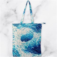 Abstract Blue Ocean Wave Ii Double Zip Up Tote Bag by GardenOfOphir