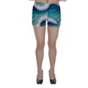 Blue Wave Pattern Skinny Shorts View1