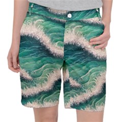 Blue Wave Pattern Pocket Shorts by GardenOfOphir