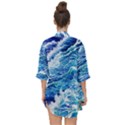 Abstract Blue Wave Open Front Chiffon Kimono View2