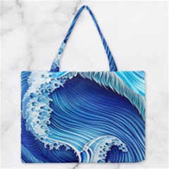 Watercolor Wave Zipper Medium Tote Bag by GardenOfOphir