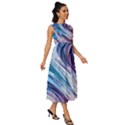 Abstract Pastel Ocean Waves Sleeveless Round Neck Midi Dress View3