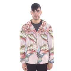 Glory Floral Exotic Butterfly Exquisite Fancy Pink Flowers Men s Hooded Windbreaker by Jancukart