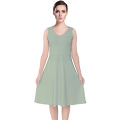 Laurel Green	 - 	v-neck Midi Sleeveless Dress by ColorfulDresses