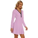 Blush Pink	 - 	Long Sleeve Deep V Mini Dress View3