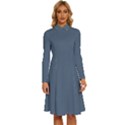 Paynes Grey	 - 	Long Sleeve Shirt Collar A-Line Dress View1