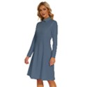 Paynes Grey	 - 	Long Sleeve Shirt Collar A-Line Dress View2