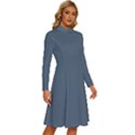 Paynes Grey	 - 	Long Sleeve Shirt Collar A-Line Dress View3