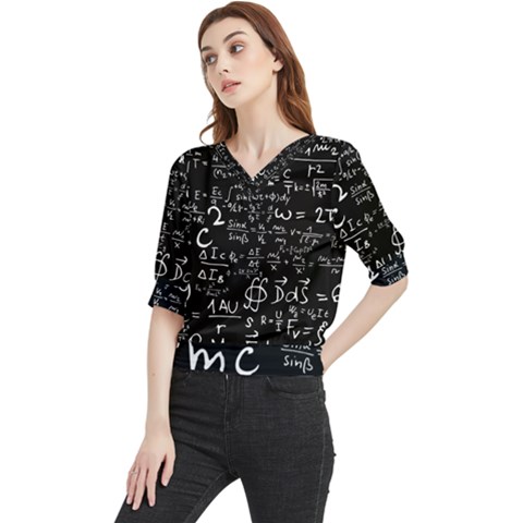 E=mc2 Text Science Albert Einstein Formula Mathematics Physics Quarter Sleeve Blouse by Jancukart