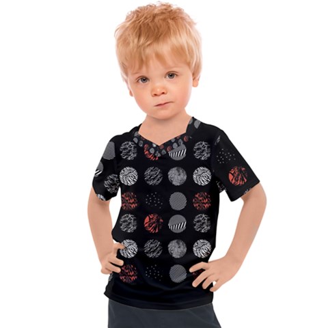 Black And Multicolored Polka Dot Artwork Digital Art Kids  Sports Tee by Jancukart