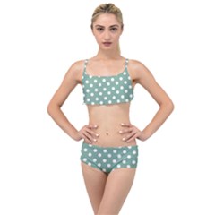 Mint Green Polka Dots Layered Top Bikini Set by GardenOfOphir