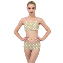 Mint Polka And White Polka Dots Layered Top Bikini Set by GardenOfOphir