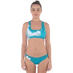 Clouds Hd Wallpaper Cross Back Hipster Bikini Set by artworkshop