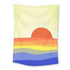 Sunset Nature Sea Ocean Medium Tapestry by Ravend