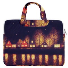 Night Houses River Bokeh Leaves Macbook Pro 13  Double Pocket Laptop Bag by Ravend