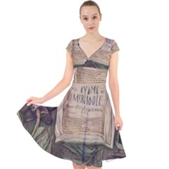 Magic Mushroom Conjure Charm Cap Sleeve Front Wrap Midi Dress by GardenOfOphir