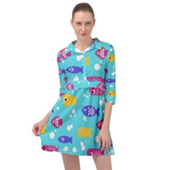 Fish Graphic Seamless Pattern Seamless Pattern Mini Skater Shirt Dress by Ravend