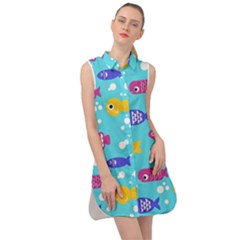 Fish Graphic Seamless Pattern Seamless Pattern Sleeveless Shirt Dress by Ravend