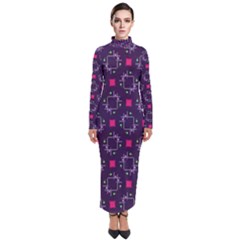 Geometric Pattern Retro Style Background Turtleneck Maxi Dress by Ravend