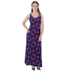 Geometric Pattern Retro Style Background Sleeveless Velour Maxi Dress by Ravend