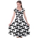 Playful Pups Black and White Pattern Cap Sleeve Wrap Front Dress View1