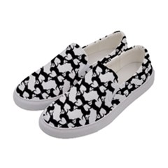 Playful Pups Black And White Pattern Women s Canvas Slip Ons by dflcprintsclothing