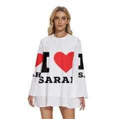 I Love Sarah Round Neck Long Sleeve Bohemian Style Chiffon Mini Dress by ilovewhateva