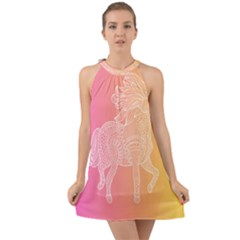 Unicorm Orange And Pink Halter Tie Back Chiffon Dress by lifestyleshopee