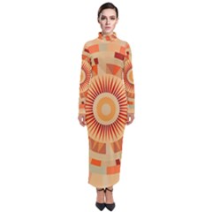 Ai Generated Retro Geometric Pattern Decor Pattern Turtleneck Maxi Dress by Ravend