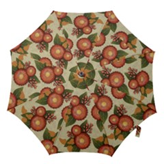 Flowers Leaves Pattern Flora Botany Drawing Art Hook Handle Umbrellas (large) by Ravend