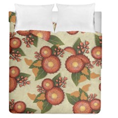 Flowers Leaves Pattern Flora Botany Drawing Art Duvet Cover Double Side (queen Size) by Ravend