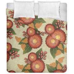 Flowers Leaves Pattern Flora Botany Drawing Art Duvet Cover Double Side (california King Size) by Ravend