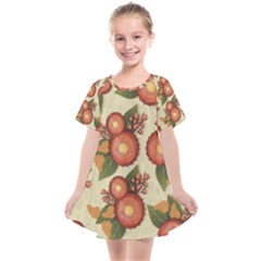 Flowers Leaves Pattern Flora Botany Drawing Art Kids  Smock Dress by Ravend