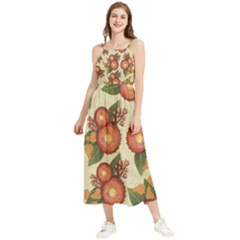 Flowers Leaves Pattern Flora Botany Drawing Art Boho Sleeveless Summer Dress by Ravend