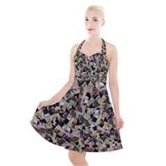 Mystic Geometry Abstract Print Halter Party Swing Dress  by dflcprintsclothing