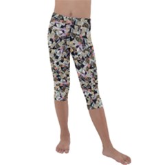 Mystic Geometry Abstract Print Kids  Lightweight Velour Capri Leggings  by dflcprintsclothing