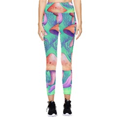 Natural Mushroom Illustration Design Pocket Leggings  by GardenOfOphir