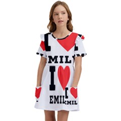 I Love Emily Kids  Frilly Sleeves Pocket Dress by ilovewhateva