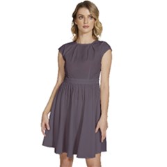 Graphit Grey	 - 	cap Sleeve High Waist Dress by ColorfulDresses