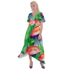 A Forest Fantasy Cross Front Sharkbite Hem Maxi Dress by GardenOfOphir