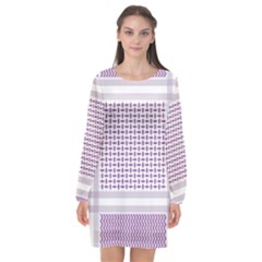 Square Purple Pattern Bead Purple Keffiyeh Purple Geometric Headdress Angle Violet Rectangle Long Sleeve Chiffon Shift Dress  by Jancukart