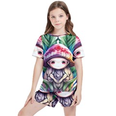 Fantasy Mushroom Forest Kids  Tee And Sports Shorts Set by GardenOfOphir