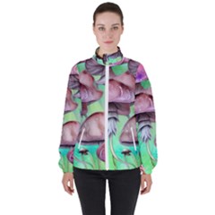 Historical Mushroom Forest Women s High Neck Windbreaker by GardenOfOphir