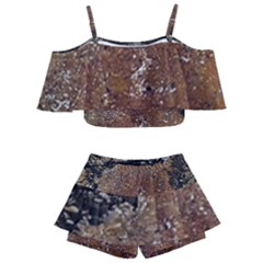 Rustic Charm Abstract Print Kids  Off Shoulder Skirt Bikini by dflcprintsclothing