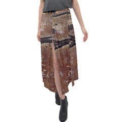 Rustic Charm Abstract Print Velour Split Maxi Skirt by dflcprintsclothing